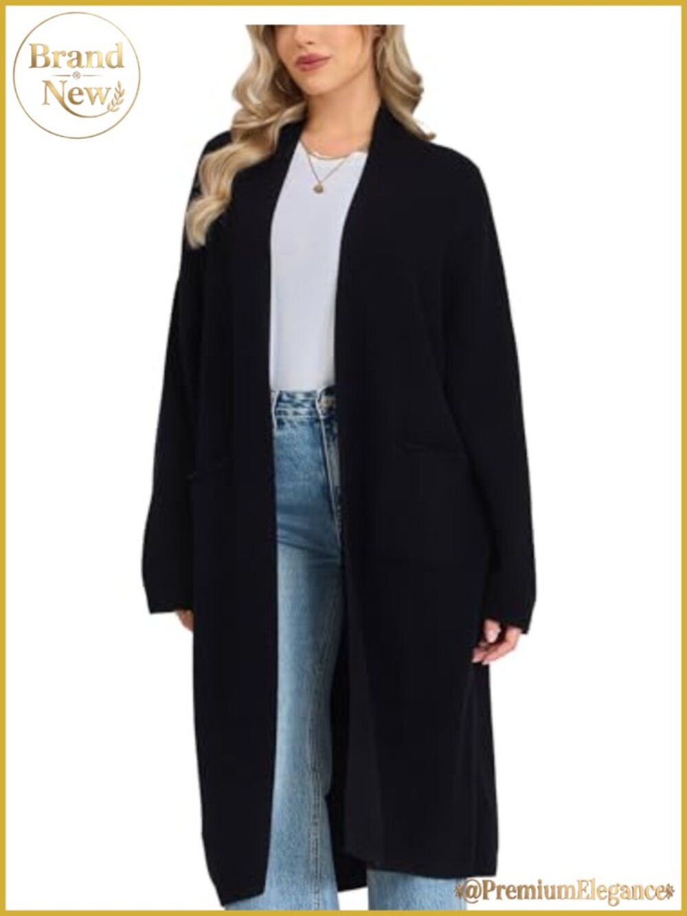 100% Merino Wool Long Cardigan Open Front Sweater for Women